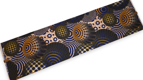 Tela africana wax estampada - Azul Naranja Cosmic Orb Pattern - 100% algodón