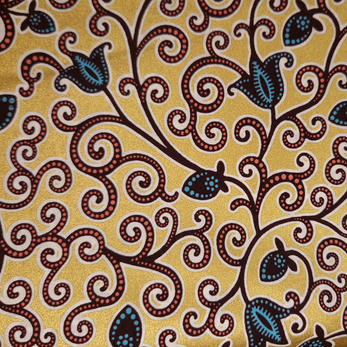 Tela estampada Wax africana - Dorado Branches - Efecto especial Brillante Edición Platino