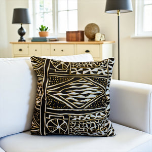 funda de almohada africana | Negro Ndop Cameroon - Cojín decorativo 45x45cm - 100% Algodón