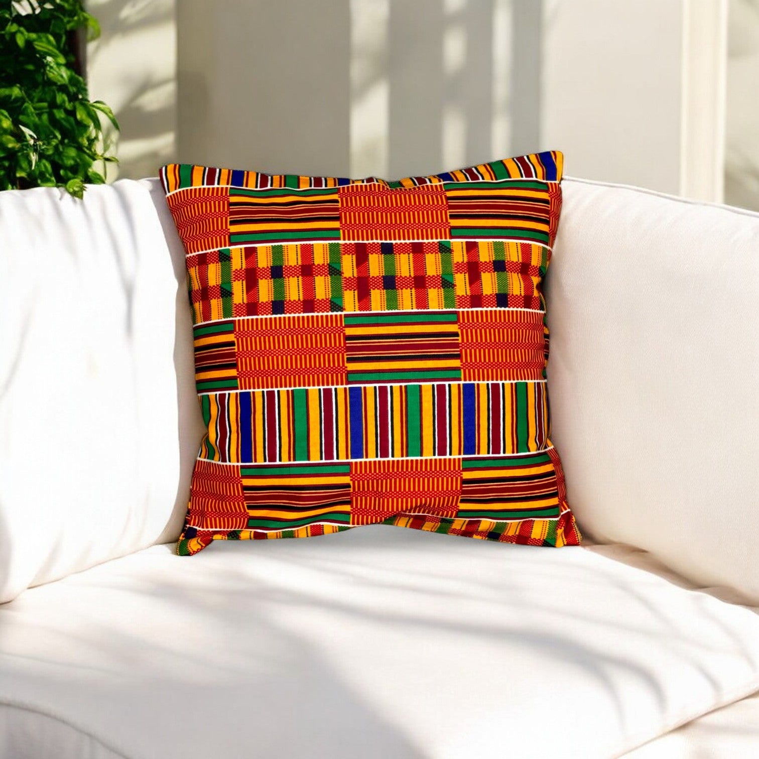 funda de almohada africana | naranja KENTE - Cojín decorativo 45x45cm - 100% Algodón