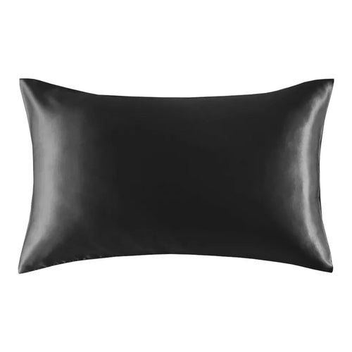 2 PIEZAS - Funda de almohada de satén negro 60 x 70 cm tamaño de almohada - Funda de almohada / funda de cojín de satén sedoso