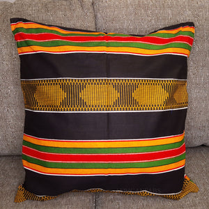 funda de almohada africana | Pan Africa/ Kente negro - Cojín decorativo 45x45cm - 100% Algodón