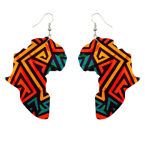 Pendientes Estampado Africano Multicolore en Continente Africano