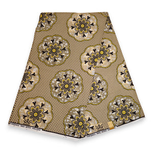 Tela estampada Wax africana - Beige Shapes - 100% algodón