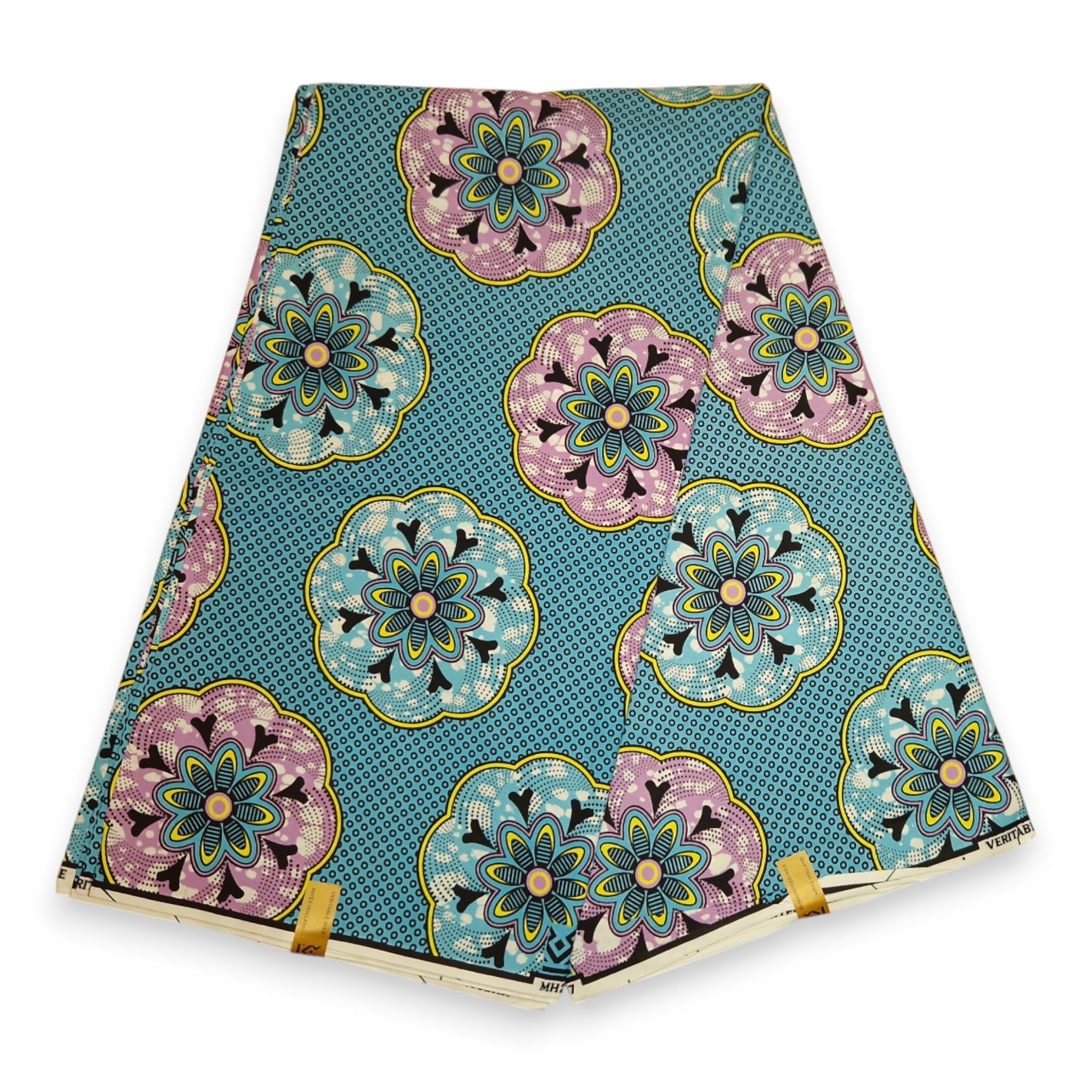 Tela estampada Wax africana - Azul Shapes - 100% algodón