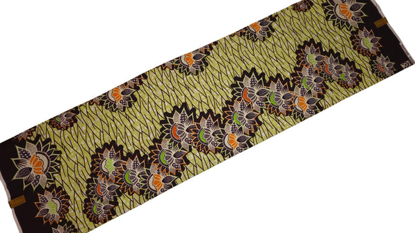 Tela africana wax estampada - Verde Negro Lotus Border - 100% algodón