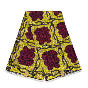 Tela estampada Wax africana - Amarillo Symbols