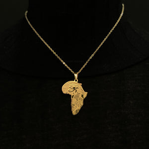Collar / colgante - Continente Africano con símbolo - Oro
