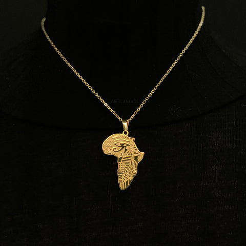 Collar / colgante - Continente Africano con símbolo - Oro