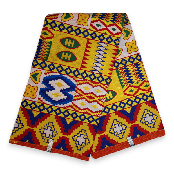 Tela estampada africana - Efectos exclusivos de purpurina embellecida - poliéster - OT-3020 Oro Amarillo Kente