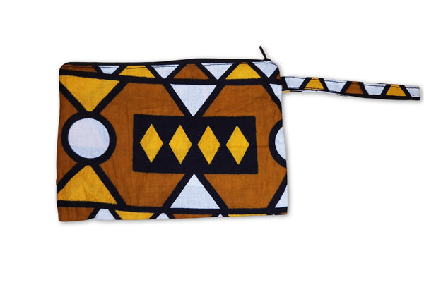 Estuche de maquillaje / Estuche de lápices con estampado africano - Samakaka amarillo mostaza