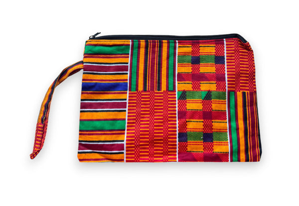 Estuche de maquillaje / Estuche de lápices con estampado africano - Kente naranja 2