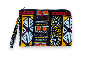 Estuche de maquillaje / Estuche de lápices con estampado africano - Rojo Amarillo Bogolan