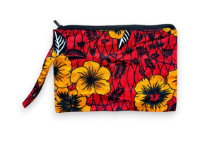 Estuche de maquillaje / Estuche de lápices con estampado africano - Rojo Flowers