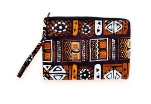 Estuche de maquillaje / Estuche de lápices con estampado africano - Patrones marrones