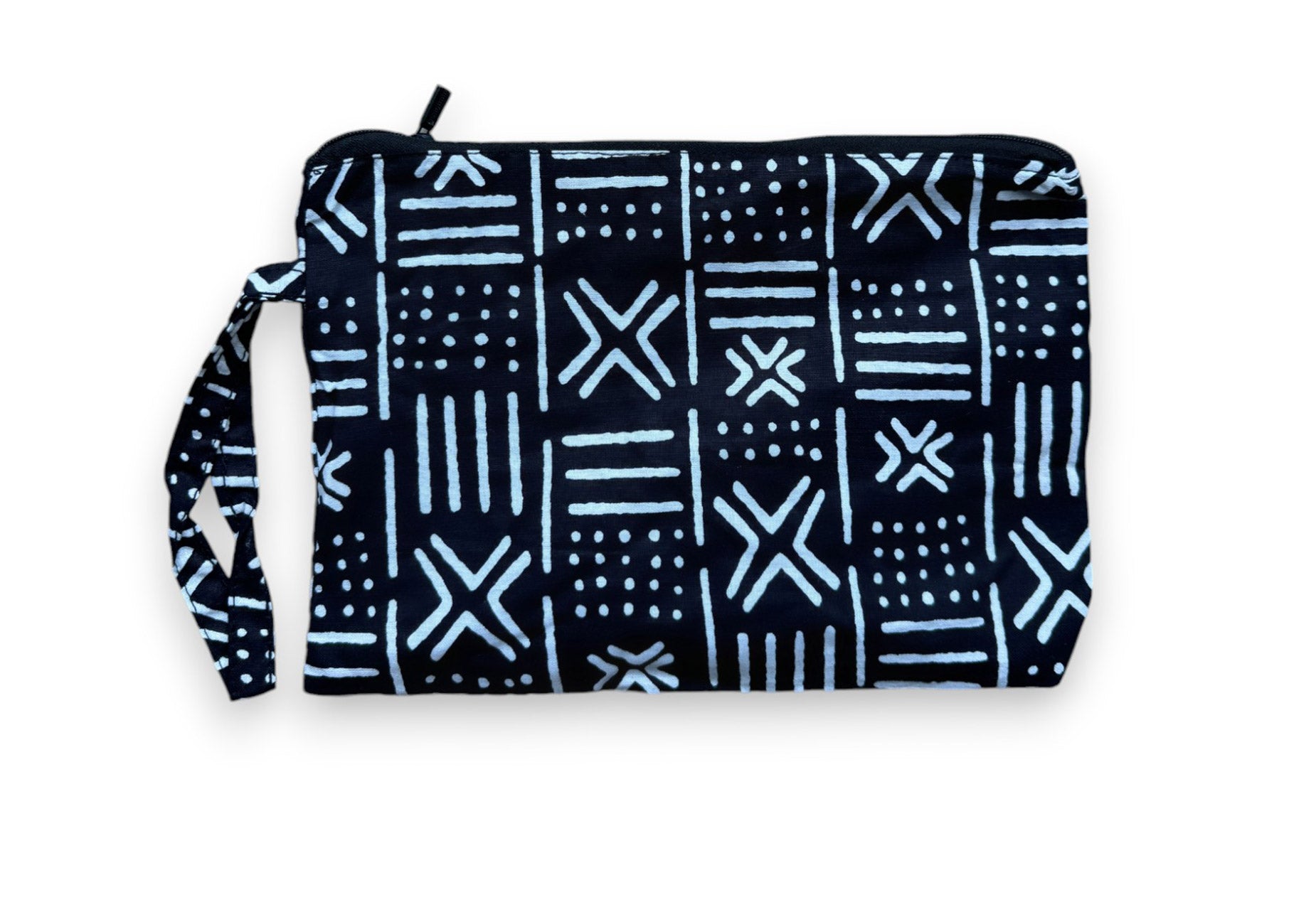 Estuche de maquillaje / Estuche de lápices con estampado africano - Negro Blanco X Bogolan