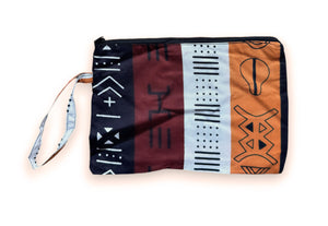 Estuche de maquillaje / Estuche de lápices con estampado africano - Marrón Bogolan Symbols