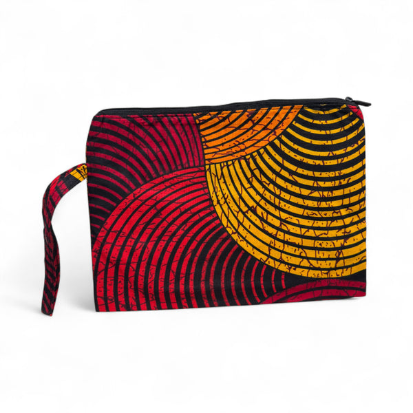 Estuche de maquillaje / Estuche de lápices con estampado africano - Rojo & Amarillo Círculo Concéntrico