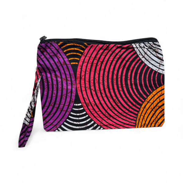 Estuche de maquillaje / Estuche de lápices con estampado africano - Naranja & Morado Círculo Concéntrico