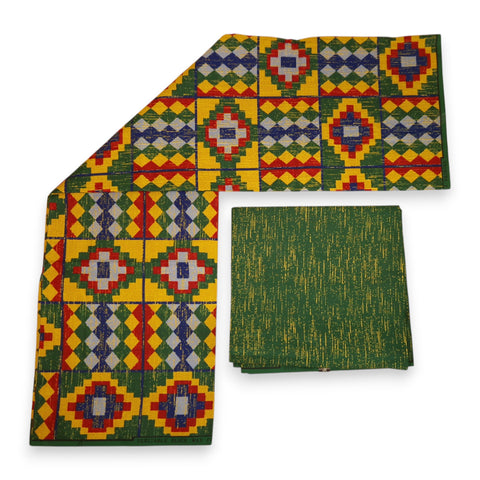 Tela estampada africana - Estampado bicolor Polialgodón - Combinación de 6 yardas (4+2 yardas) PO-5038