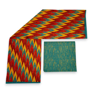 Tela estampada africana - Estampado bicolor Polialgodón - Combinación de 6 yardas (4+2 yardas) PO-5041