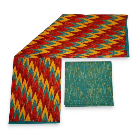 Tela estampada africana - Estampado bicolor Polialgodón - Combinación de 6 yardas (4+2 yardas) PO-5041