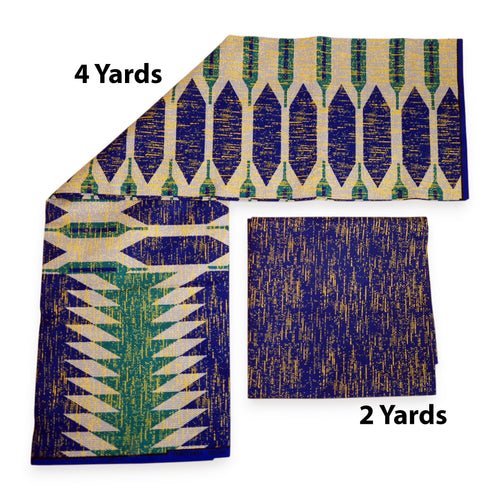 Tela estampada africana - Estampado bicolor Polialgodón - Combinación de 6 yardas (4+2 yardas) PO-5043