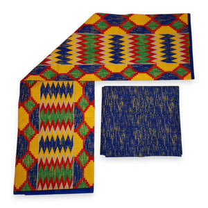 Tela estampada africana - Estampado bicolor Polialgodón - Combinación de 6 yardas (4+2 yardas) PO-5044