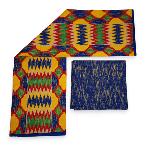 Tela estampada africana - Estampado bicolor Polialgodón - Combinación de 6 yardas (4+2 yardas) PO-5044