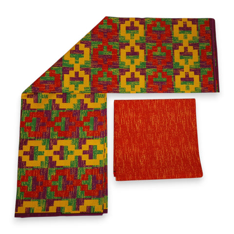 Tela estampada africana - Estampado bicolor Polialgodón - Combinación de 6 yardas (4+2 yardas) PO-5045