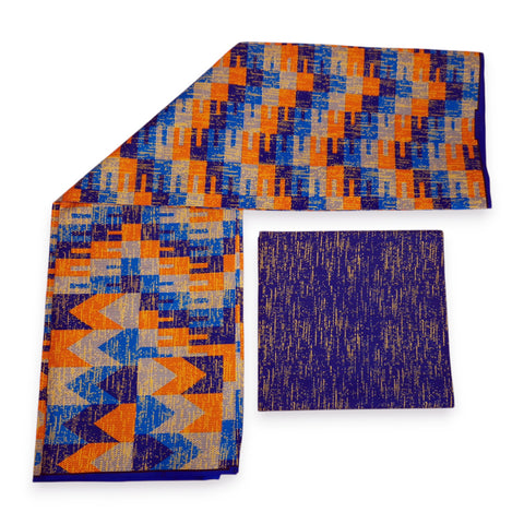 Tela estampada africana - Estampado bicolor Polialgodón - Combinación de 6 yardas (4+2 yardas) PO-5046