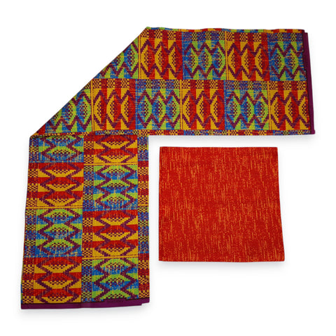 Tela estampada africana - Estampado bicolor Polialgodón - Combinación de 6 yardas (4+2 yardas) PO-5048