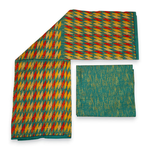 Tela estampada africana - Estampado bicolor Polialgodón - Combinación de 6 yardas (4+2 yardas) PO-5049