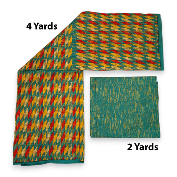 Tela estampada africana - Estampado bicolor Polialgodón - Combinación de 6 yardas (4+2 yardas) PO-5049