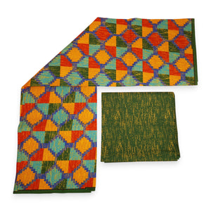 Tela estampada africana - Estampado bicolor Polialgodón - Combinación de 6 yardas (4+2 yardas) PO-5052