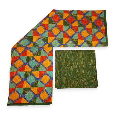 Tela estampada africana - Estampado bicolor Polialgodón - Combinación de 6 yardas (4+2 yardas) PO-5052