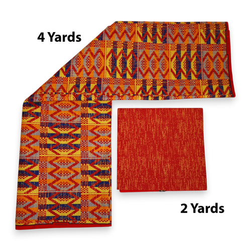 Tela estampada africana - Estampado bicolor Polialgodón - Combinación de 6 yardas (4+2 yardas) PO-5054