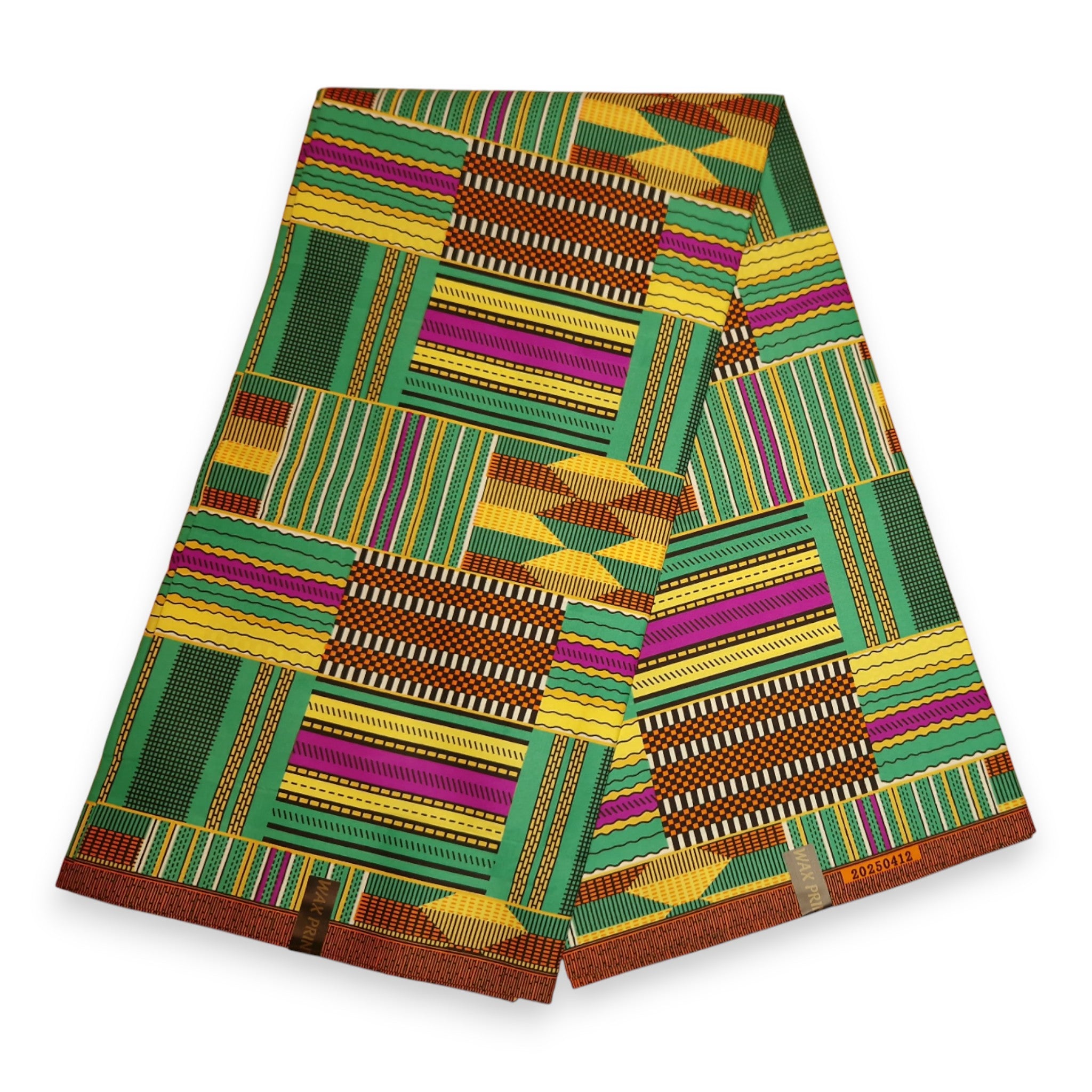 Tela estampada africana - Verde Kente PO-5066 - Polialgodón