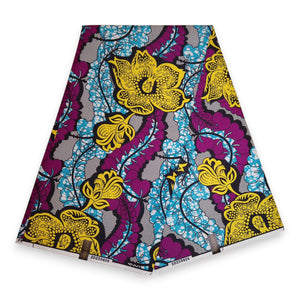 Tela estampada africana - Azul Morado PO-5067 - Polialgodón