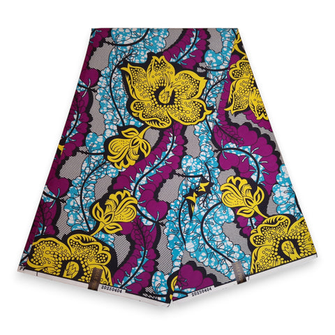 Tela estampada africana - Azul Morado PO-5067 - Polialgodón
