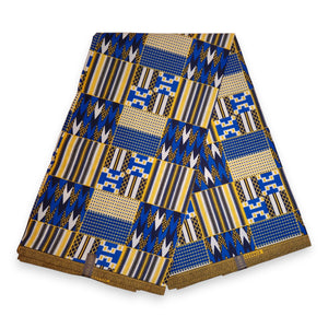 Tela estampada africana - Azul Kente PO-5069 - Polialgodón