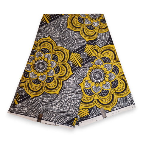 Tela estampada africana - Gris Amarillo PO-5070 - Polialgodón