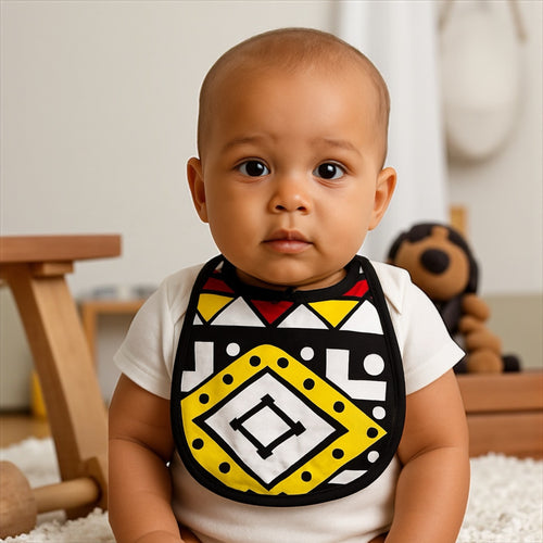 Babero para bebé con estampado africano - Rojo Samakaka (Unisex)