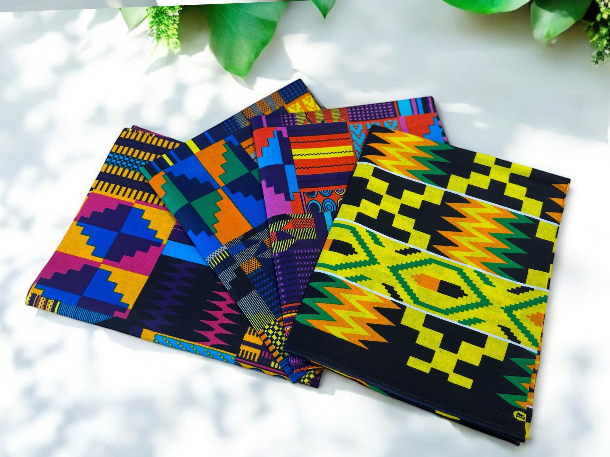 4 Fat Quarters - Telas Quilting Kente Mix / Telas Patchwork - Tela estampada Africana