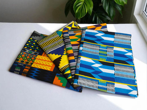 4 Fat quarters - Telas Quilting Kente 2 mix / Telas patchwork - Tela estampada africana
