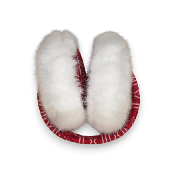 Orejeras con Estampado Africano - Calentadores de Orejas de Invierno Plegables - Rojo Blanco Bogolan