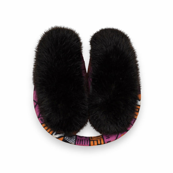 Orejeras con Estampado Africano - Calentadores de Orejas de Invierno Plegables - Naranja rosado tribal