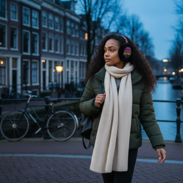 Orejeras con Estampado Africano - Calentadores de Orejas de Invierno Plegables - Naranja rosado tribal