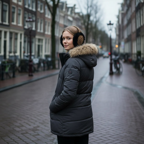 Orejeras con Estampado Africano - Calentadores de Orejas de Invierno Plegables - Leopard