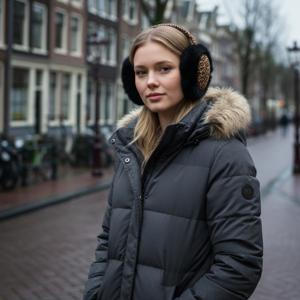 Orejeras con Estampado Africano - Calentadores de Orejas de Invierno Plegables - Leopard